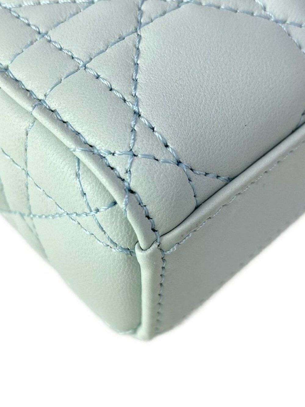 ★SOLD★ Dior Handbag Lady D-joy Bag Small Light Blue Gold Lambskin - Picture 6 of 15